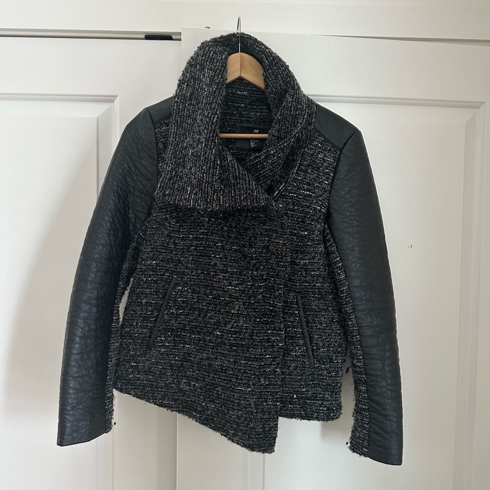 H&M Jacket with faux leather sleeve and detail